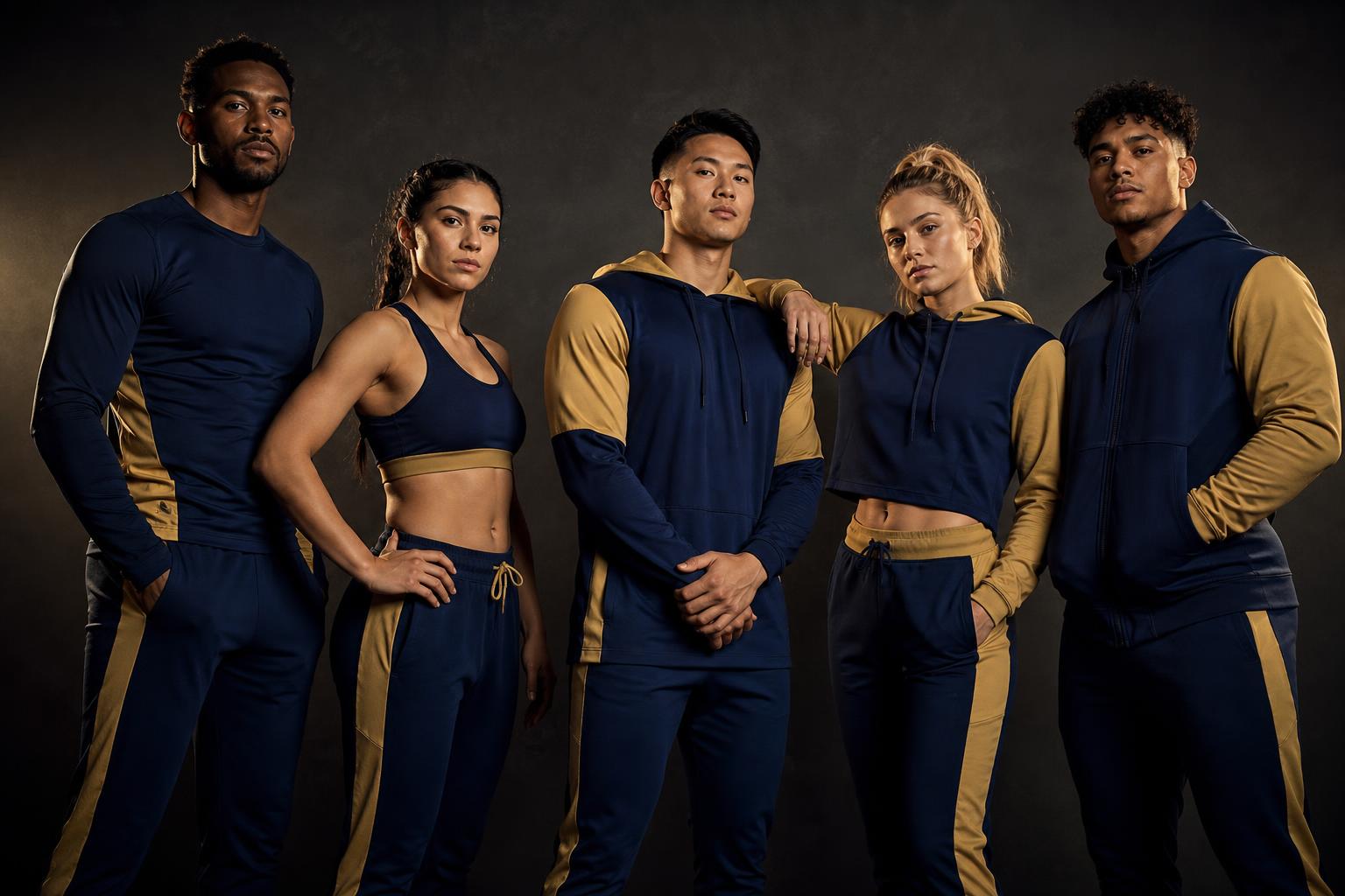 Diverse group of US athletes wearing coordinated custom Shahzu Sports apparel